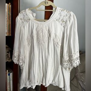 Anthropologie White Lace Blouse